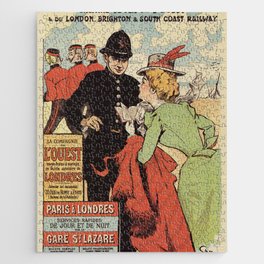 Paris to London vintage railways advertisement Jigsaw Puzzle