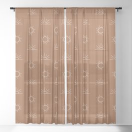 Boho Sun Rays Pattern Sheer Curtain