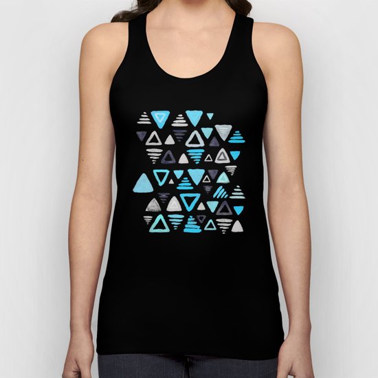 Summer Turquoise Triangles on Grey Unisex Tank Top