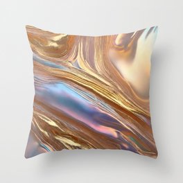 Opal Holographic Gold Stone Trendy Collection Throw Pillow
