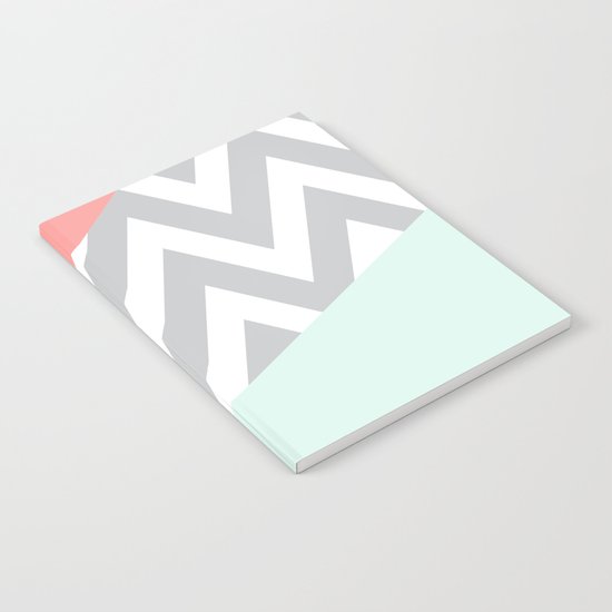 Original Mint & Coral Chevron Block Notebook