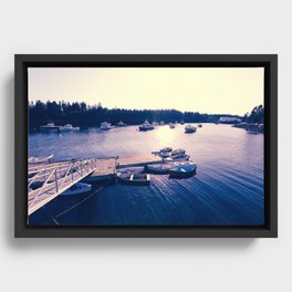 Winter Harbor Sundown Framed Canvas