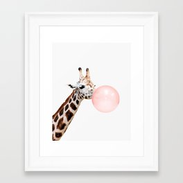 Nursery Framed Art Prints Society6 Giraffe Bubble Gum Pink Animal Nursery Minimal Trendy Decor