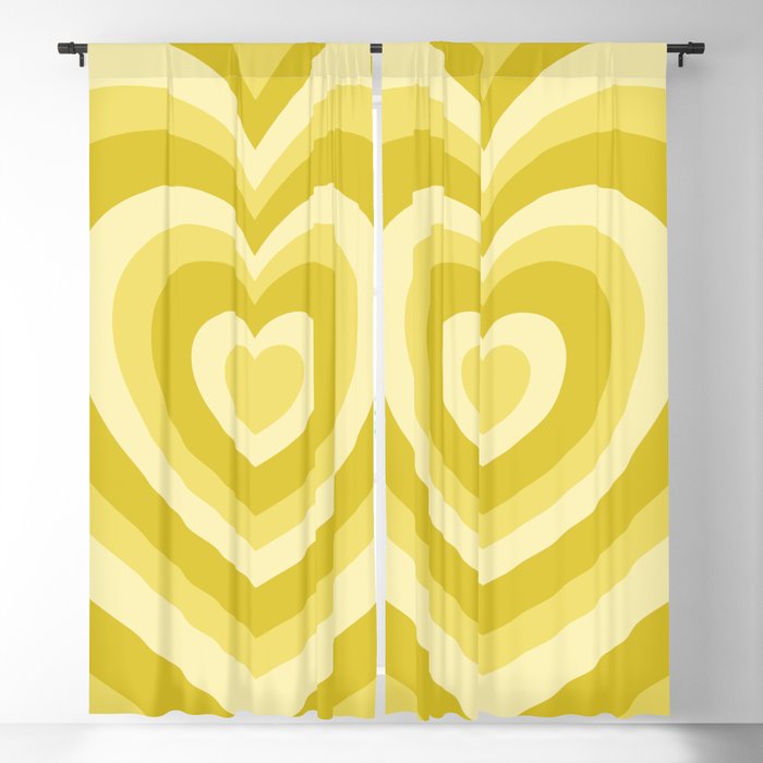 Yellow Hearts Blackout Curtain