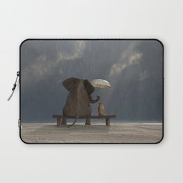 elephant and dog sit under the rain Laptop Sleeve