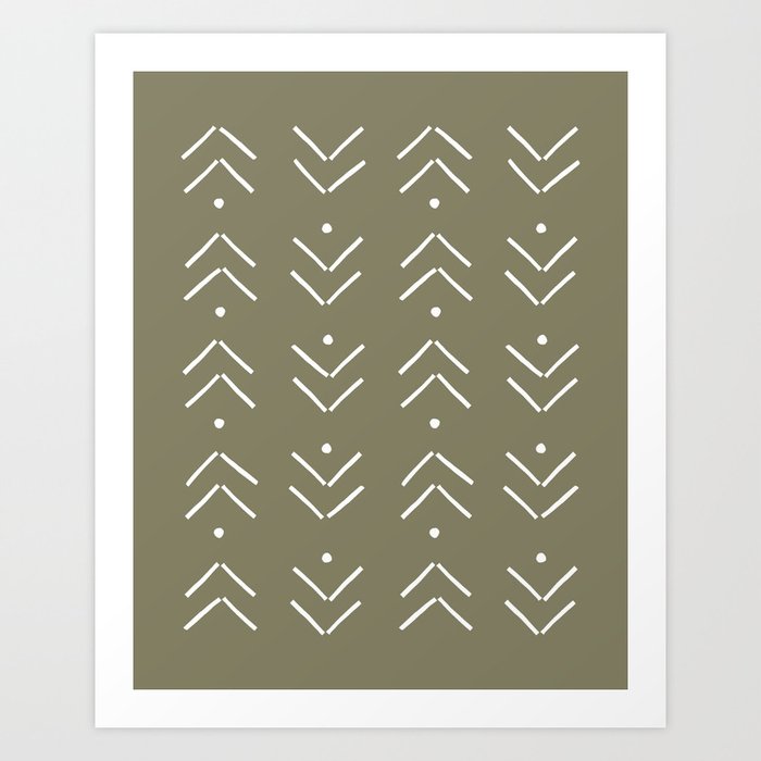 Arrow Lines Pattern Design 9 in light sage Art Print