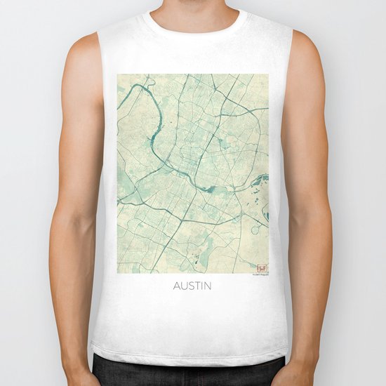 Austin Map Blue Vintage Biker Tank