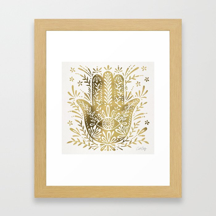 Hamsa Hand – Gold Palette Framed Art Print