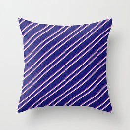 [ Thumbnail: Midnight Blue, Orchid, and Beige Colored Lined Pattern Throw Pillow ]