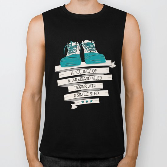 a journey of a thousand miles begins with a single step Biker Tank