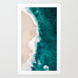 Teal Ocean Shore Art Print