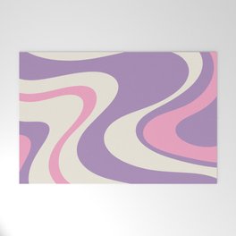 Retro Dream Abstract Swirl Pattern Purple Pink Cream Welcome Mat