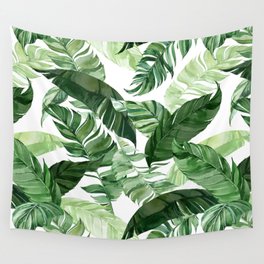 Green leaf watercolor pattern Wall Tapestry
