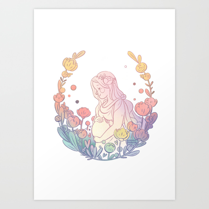 Pregnant Mommy Short Hair Art Print By Momisdrawing Society6