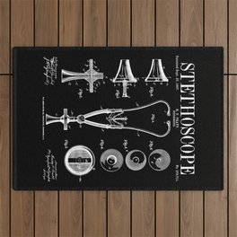 Stethoscope Old Vintage Patent Drawing Print Doctor Nurse Outdoor Rug