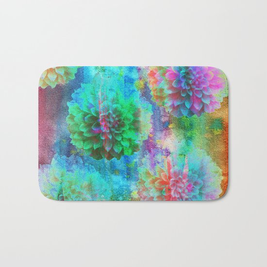 Colorful Dahlias Q Bath Mat