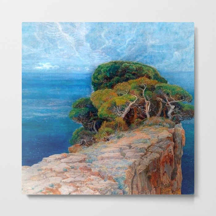 Sea View of Lacroma landscape coastline painting by Emilie Mediz-Pelikan Metal Print