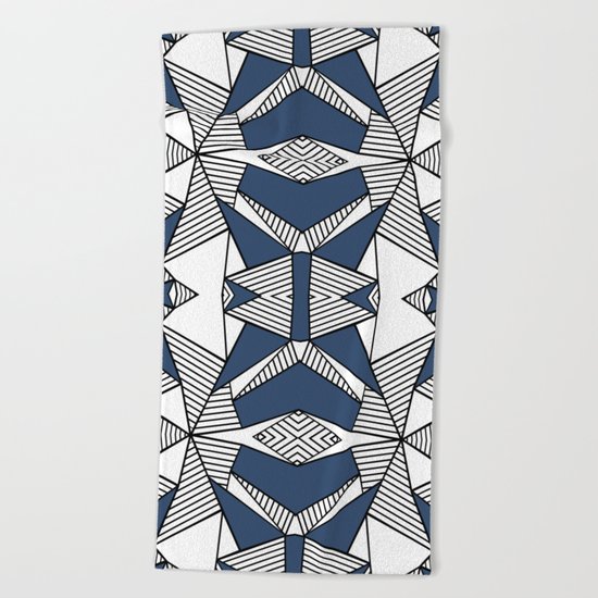 Triangle Tribal #2 Navy Beach Towel