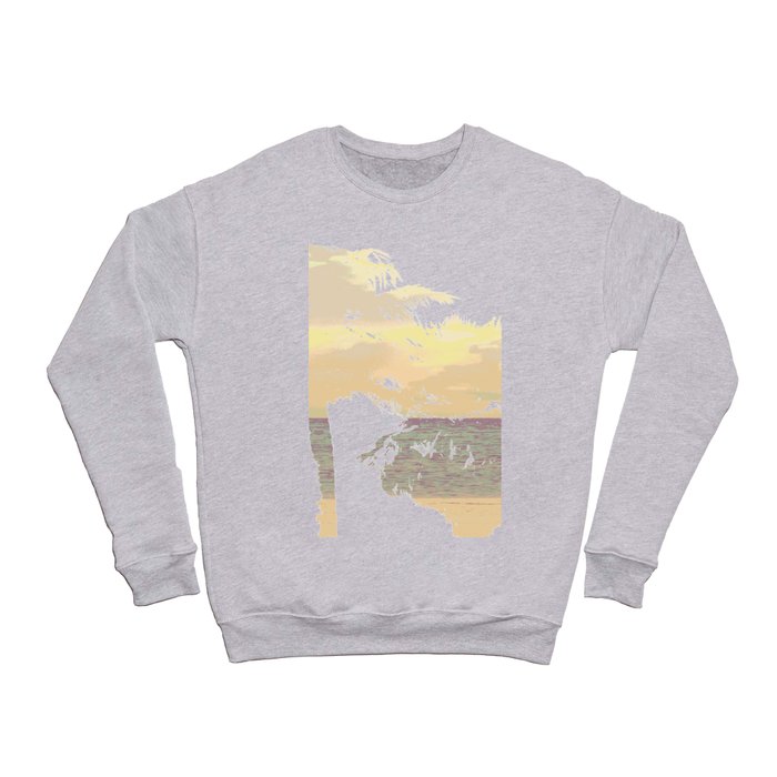 Palm Tree Beach Silhouette Southern California Print Crewneck Sweatshirt