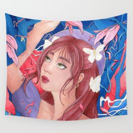 Girl and butterflies Wall Tapestry