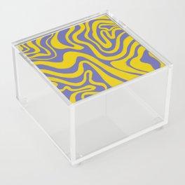 Retro Liquid Swirl Pattern in Very Peri and Yellow Acrylic Box