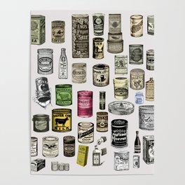Vintage Victorian food cans Poster
