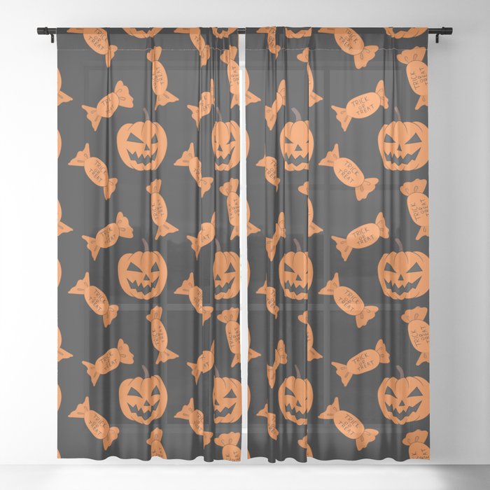 Halloween Pumpkins Pattern Sheer Curtain
