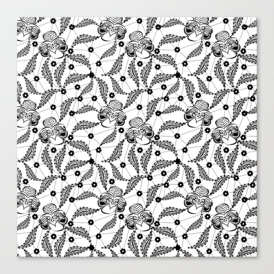 Black vintage lace . Canvas Print