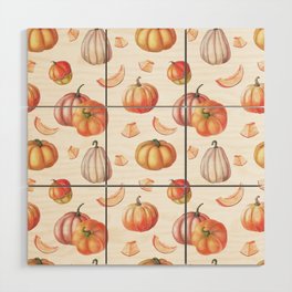 Autumn Pumpkins Pattern Wood Wall Art