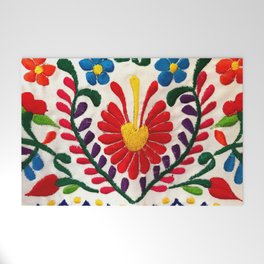 Red Mexican Flower Welcome Mat