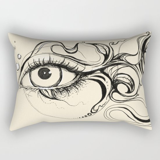 Eye Fish Doodle Rectangular Pillow