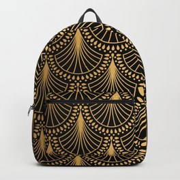 Black and gold art deco shapes seamless pattern Backpack