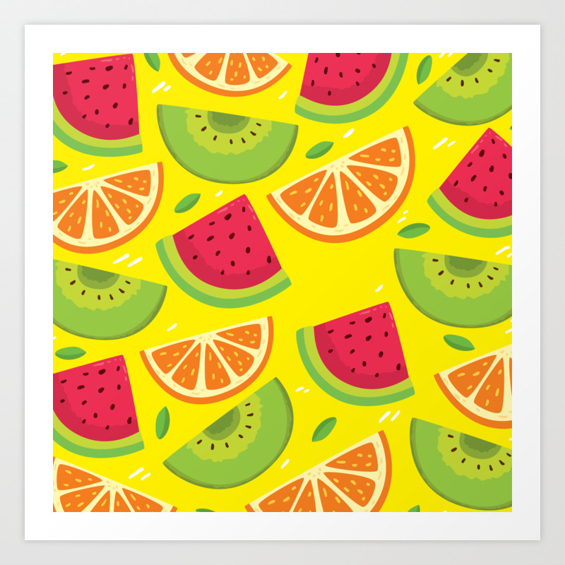 Yellow Fruits Pattern Abstract Art Print By Or Studio Society6