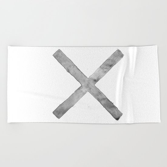 BLACK AND WHITE CROSS Beach Towel