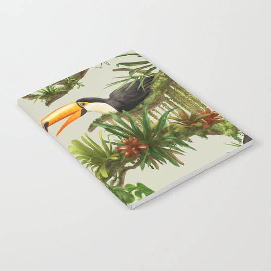 Toucans and Bromeliads (Canvas Background) Notebook