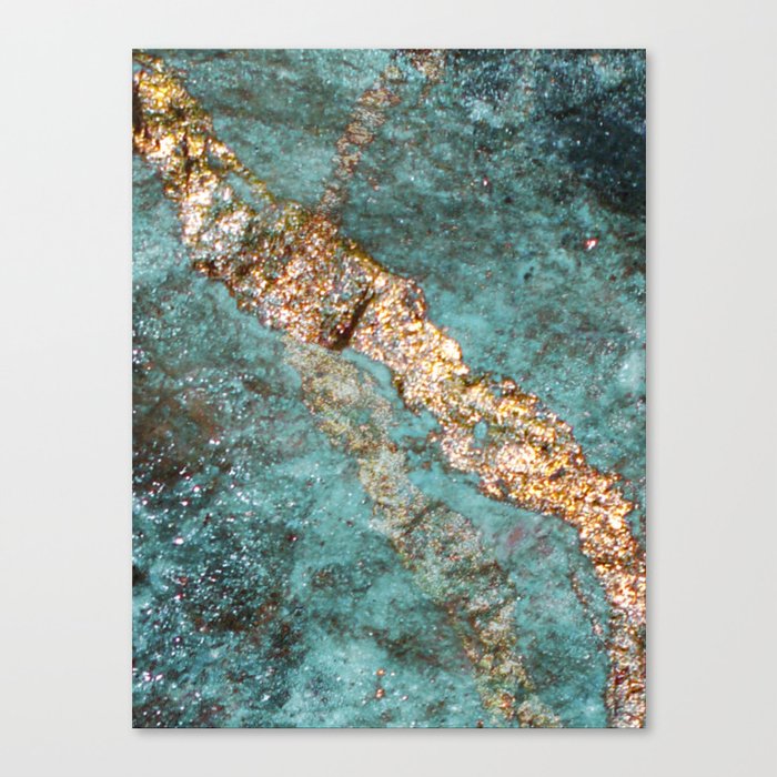Jade Stone With Gold Veins Canvas Print
