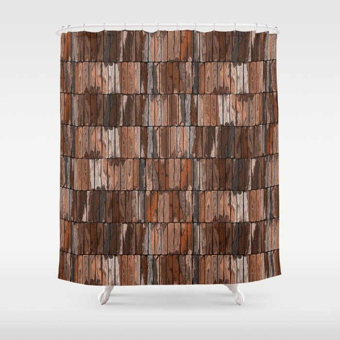 Colored Old Painted Wood Planks Shower Curtain