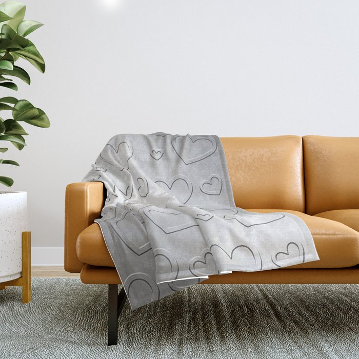 Silver Heart Pattern Love Collection Throw Blanket