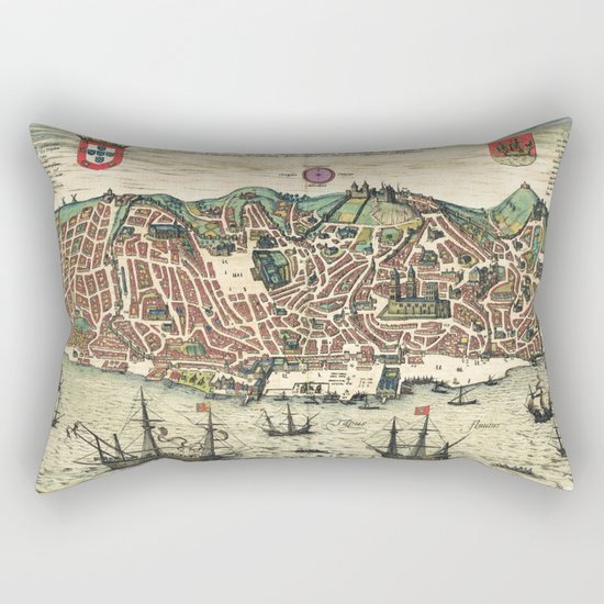 Lisbon map Rectangular Pillow