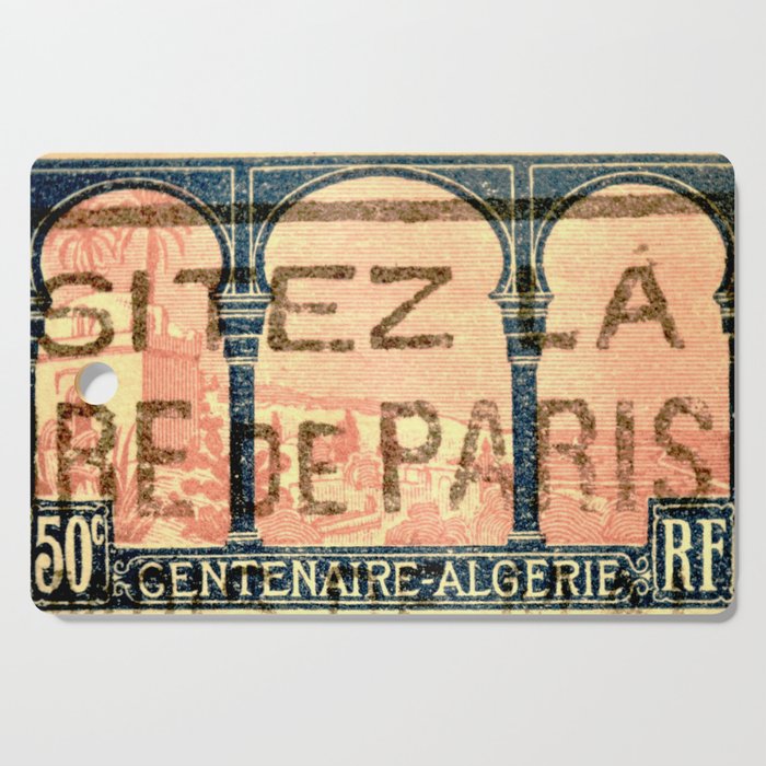 Vintage  French Algerian Stamp Cutting Board