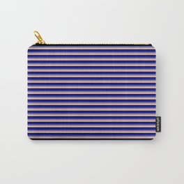 [ Thumbnail: Blue, Light Slate Gray, Light Pink, and Black Colored Lines/Stripes Pattern Carry-All Pouch ]