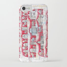 Madison, WI Neighborhoods Continuous Line Drawing on vintage map UW Badgers iPhone Case