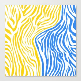 Ukrainian zebra print yellow blue Support Ukraine Canvas Print