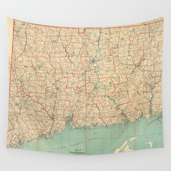 Vintage Map of Connecticut (1823) Wall Tapestry by BravuraMedia  Society6