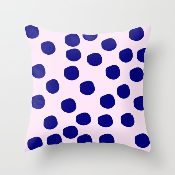 Wild polka dot 52 - Pink and blue Throw Pillow