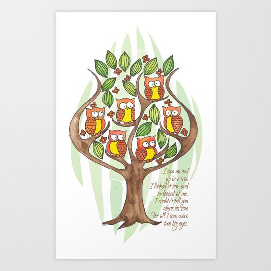 Owl Tree Art Print