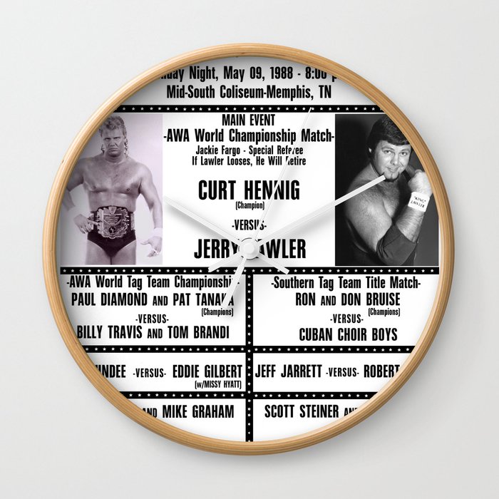 #13 Memphis Wrestling Window Card Wall Clock