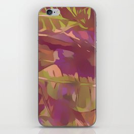 Abstract Tropical Botanical Leaves Green Magenta iPhone Skin