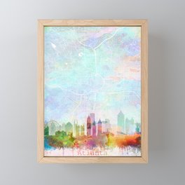 Atlanta Skyline Map Watercolor, Print by Zouzounio Art Framed Mini Art Print