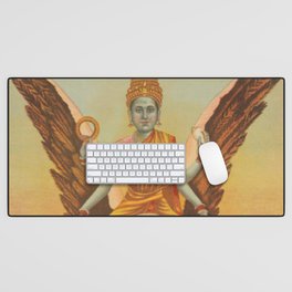 Sarasvati Godness On a Brown Spiritual Bird Desk Mat